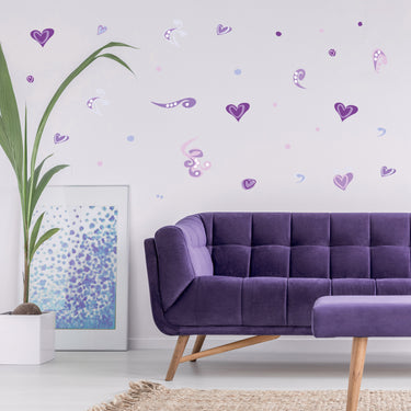 Purple Hearts Wall Decals